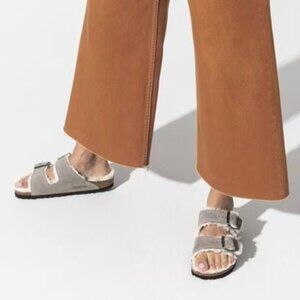 Birkenstock Gray Shearling Sandals